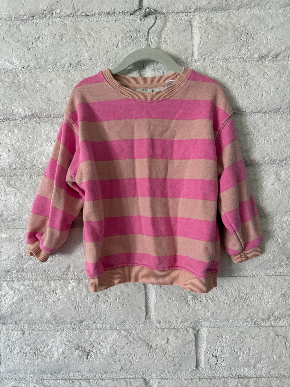Zara Pink & Blush Striped Crewneck Sweater